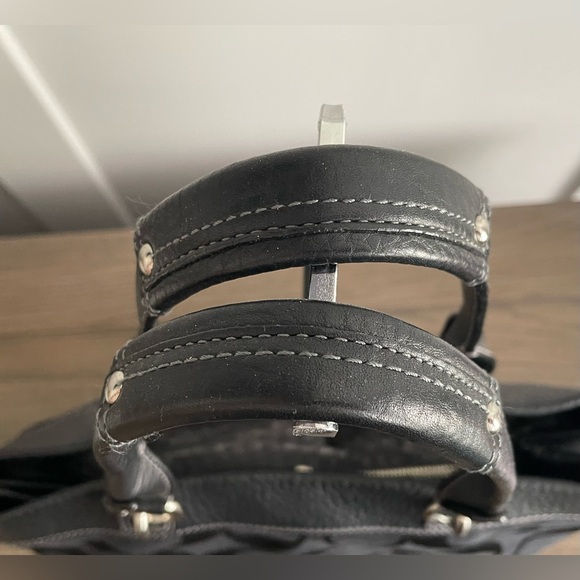 EUC,  Coach Black Fabric, Signature C with Black Leather Accents - Picture 5 of 8